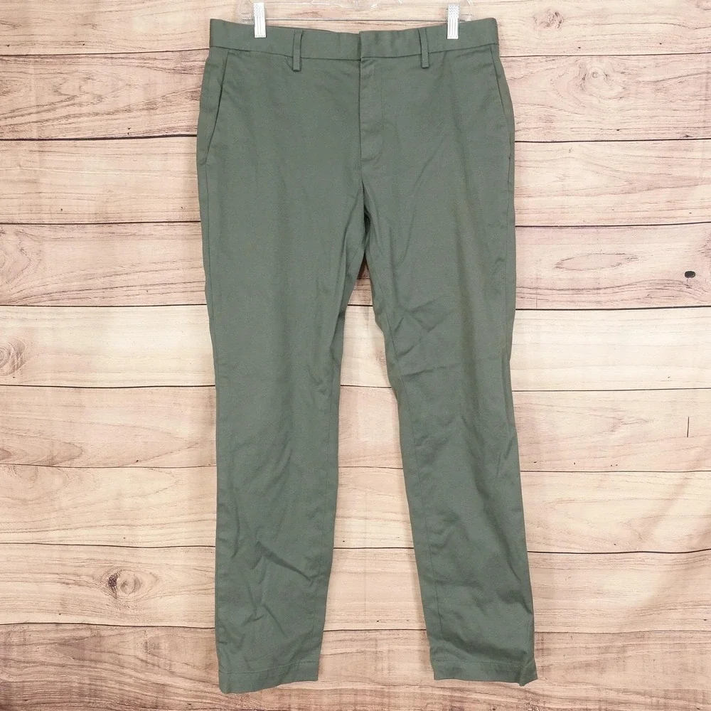 Banana Republic Fulton Chino Pants Mens 34x32 Green Regular Straight Leg Stretch